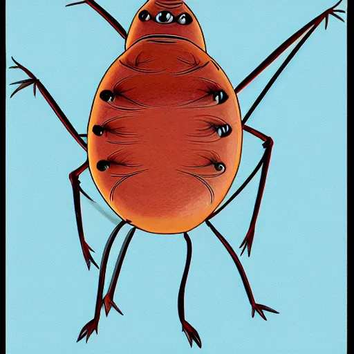 Prompt: anthropomorphous cockroach character, 2d, cartoon style, by Tim Burton, studio ghibli