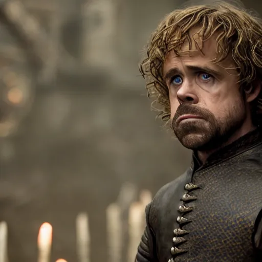 Image similar to Ryan Gosling as Tyrion Lannister, still from Game of Thrones, tv show, detailed, 4K