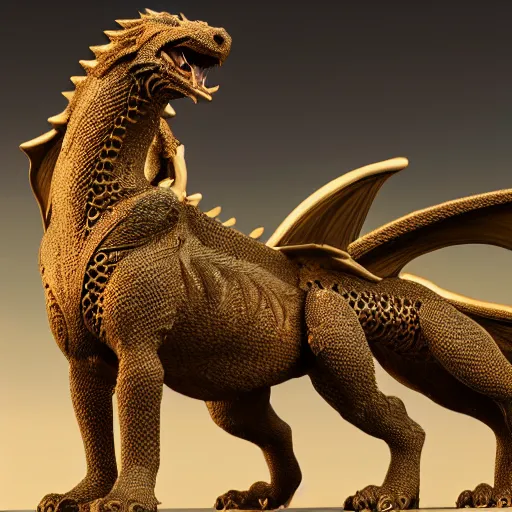 Prompt: A mix between a goldendoodle and a dragon, highly detailed, 8k, Unreal Engine render