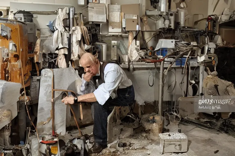 Prompt: joe biden as a plumber, stock photo,