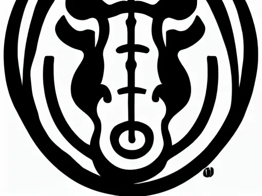 Prompt: stylized wooly mammoth sports logo!!! black and white logo design