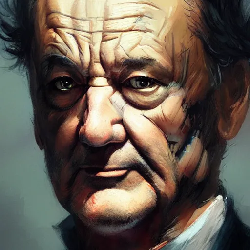 Image similar to close up portrait of bill murray as batman, dramatic light, painted by stanley lau, painted by greg rutkowski, painted by stanley artgerm, digital art, trending on artstation