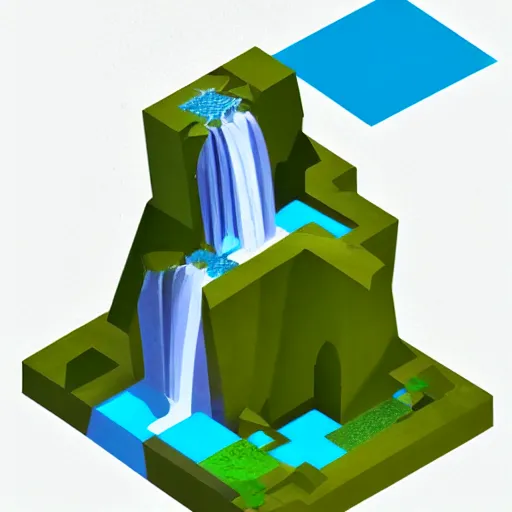 Image similar to isometric waterfall architecture