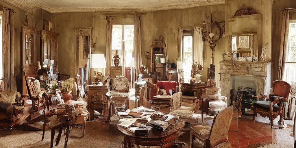 Prompt: historical livingroom without any chairs