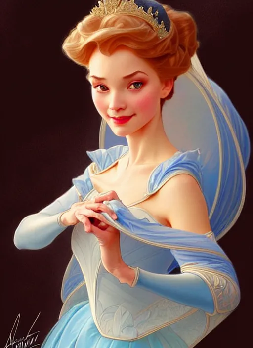 Prompt: portrait of disney cinderella, intricate, elegant, highly detailed, my rendition, digital painting, artstation, concept art, smooth, sharp focus, illustration, art by artgerm and greg rutkowski and alphonse mucha and uang guangjian and gil elvgren and sachin teng, symmetry!!