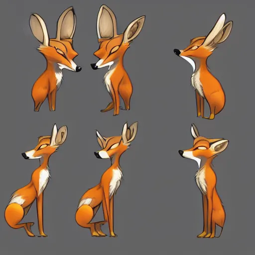 Image similar to an anthropomorphic fox deer hybrid, fursona!!!!! by don bluth, by kawacy, trending on artstation, full body