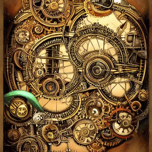 Image similar to !steampunk escher painting