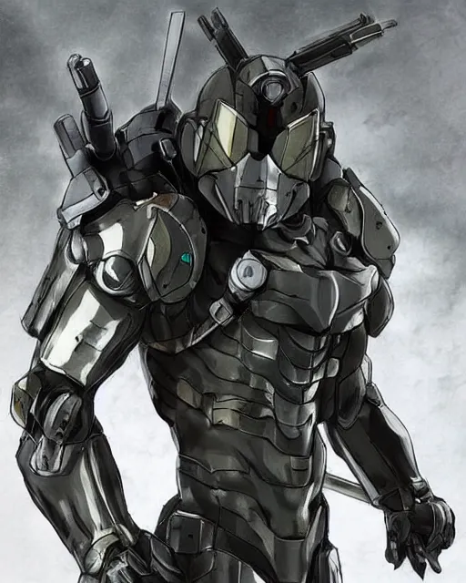 Image similar to powered armored soldier in the style of metal gear in the style of metal gear rising trending on artstation deviantart pinterest detailed realistic hd 8 k high resolution