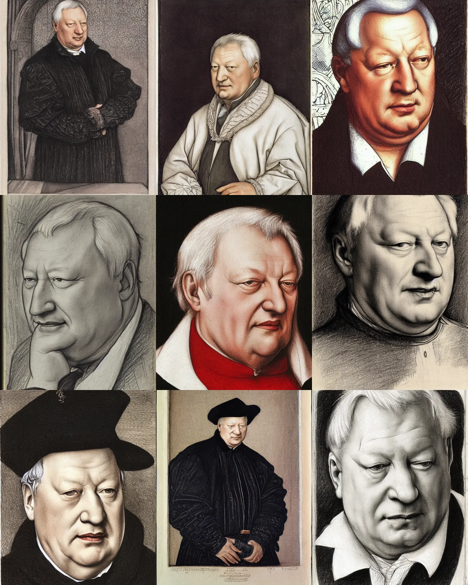 Prompt: boris yeltsin by hans holbein the younger pencil drawing