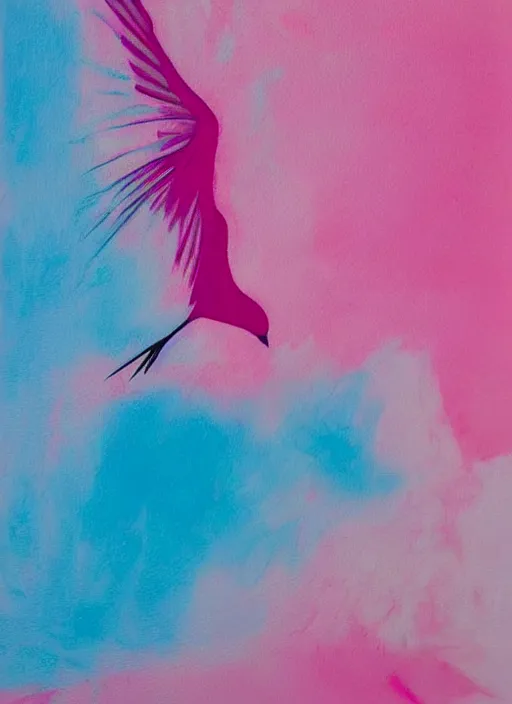 Image similar to a close up of a bird on a pink background, an airbrush painting by ronnie landfield, dribble, lyrical abstraction, airbrush art, ultrafine detail, matte background