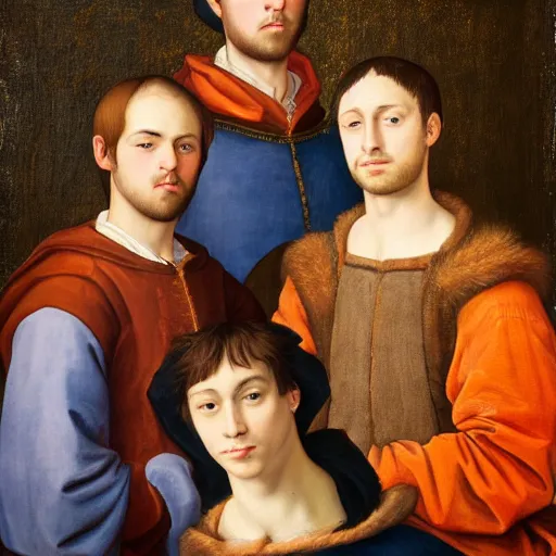 Image similar to a renaissance style portrait painting of BROCKHAMPTON