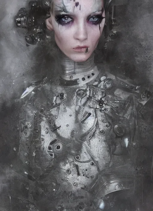 Image similar to close - up portrait of beautyful female android steampunk by paolo roversi,