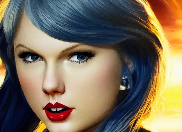 Image similar to a disney film still of taylor swift as a star trek officer, finely detailed features, closeup of the face, perfect art, dusk, blue hour, gapmoe yandere grimdark, trending on pixiv fanbox, painted by greg rutkowski, makoto shinkai, takashi takeuchi, alphonse mucha, akihiko yoshida