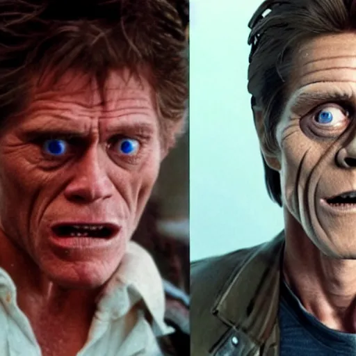 Prompt: willem dafoe frozen in an ice cube