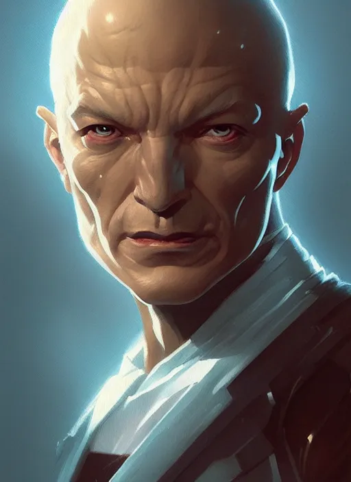 Image similar to very detailed masterpiece painting of professor x from x - men : the animated series ( 1 9 9 2 ), portrait, artstation, concept art by greg rutkowski