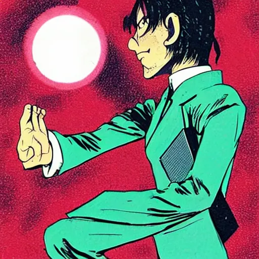 Image similar to a powerful psychic guy emitting psychic powers, by yoshiyuki tomino, by jamie hewlett,