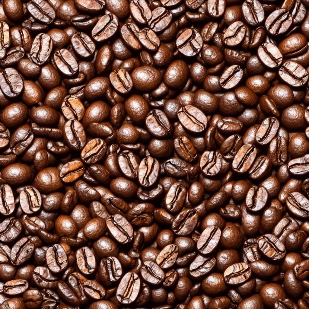 Image similar to close up view of coffee beans on top of a wooden table, 8k, photorealistic, proper shading