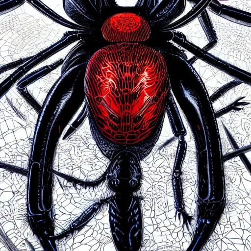 Prompt: portrait closeup of black widow spider, symmetrical, cinematic colors, by yoichi hatakenaka, masamune shirow, josan gonzales and dan mumford, ayami kojima, takato yamamoto, barclay shaw, karol bak, yukito kishiro