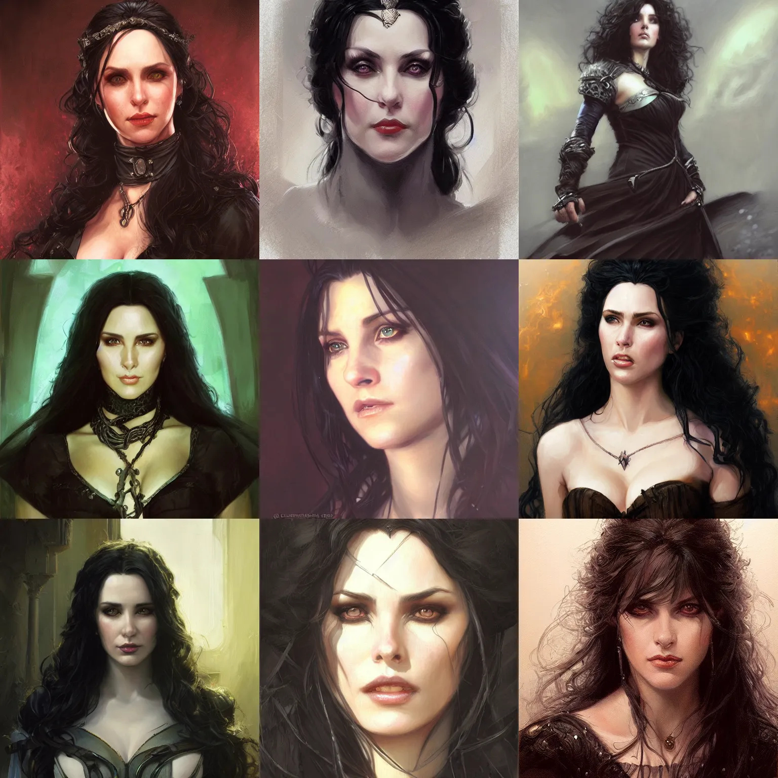 Prompt: Yennefer of Vengerberg, fantasy character portrait art by Donato Giancola, Craig Mullins, digital art, trending on artstation