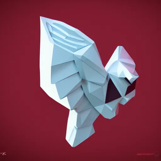 Image similar to low poly, vector, white eagle icon, in a book, red background, cgsociety, artstation, octane render