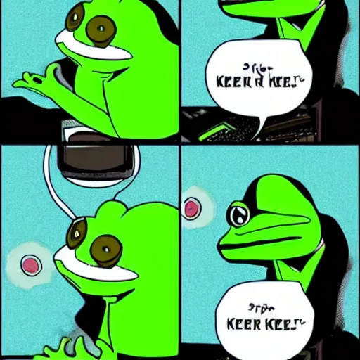 Image similar to 🐸 super rare pepe kek with feels good pepe frog meme 🐸 kek memetic algae fractal kek chaos super rare pepe meme frog kek 🐸