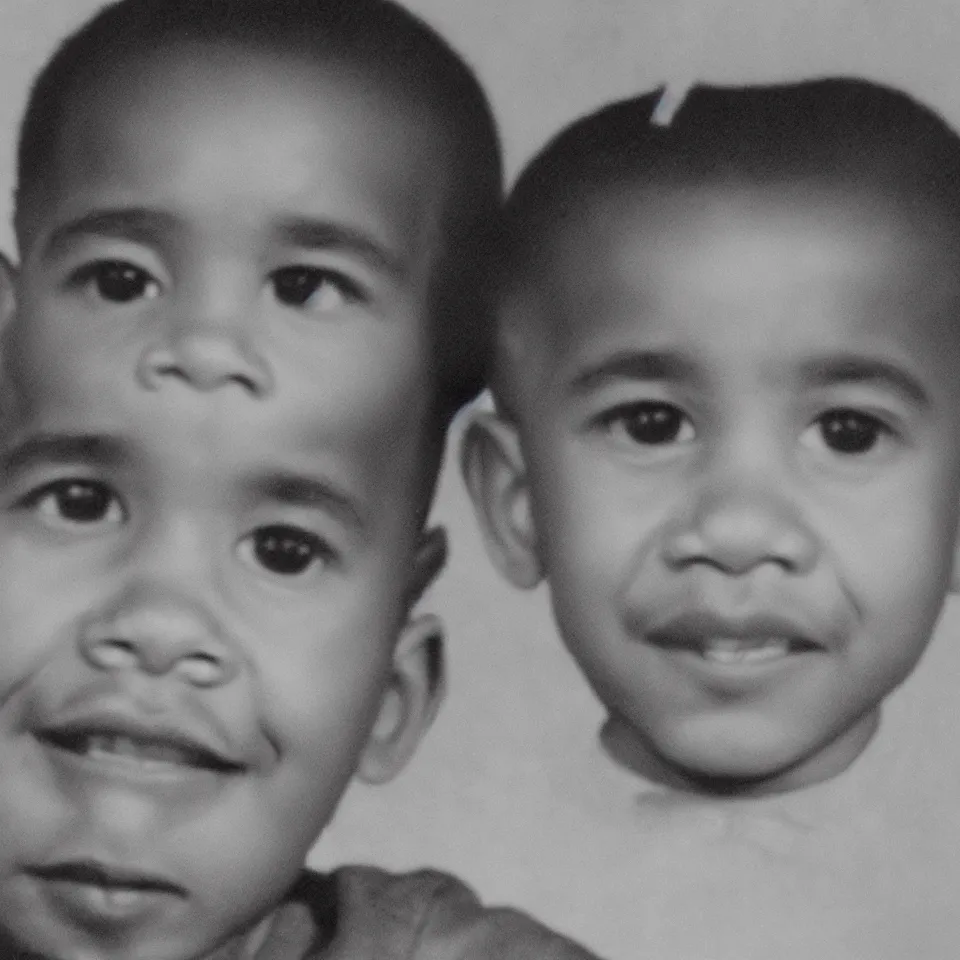 Image similar to single singular character portrait close - up barack obama as a young child