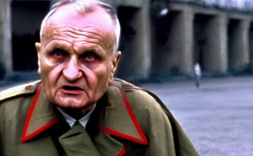 Image similar to Old Karol Wojtyła in a still from the movie Full Metal Jacket (1987), 4k, high quality