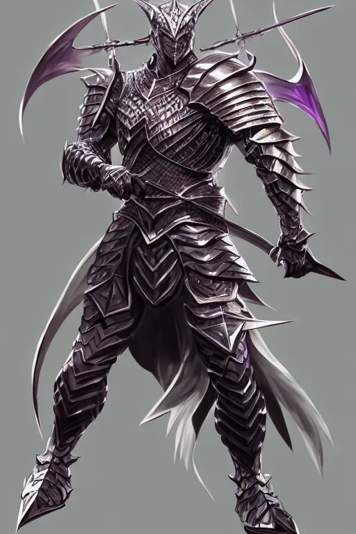 Image similar to Full body character concept art of an anime draconian warrior knight, iridescent scales, cool face, muscular, by Stanley Artgerm Lau, WLOP, Rossdraws, James Jean, Andrei Riabovitchev, Marc Simonetti, and Sakimichan, tranding on artstation