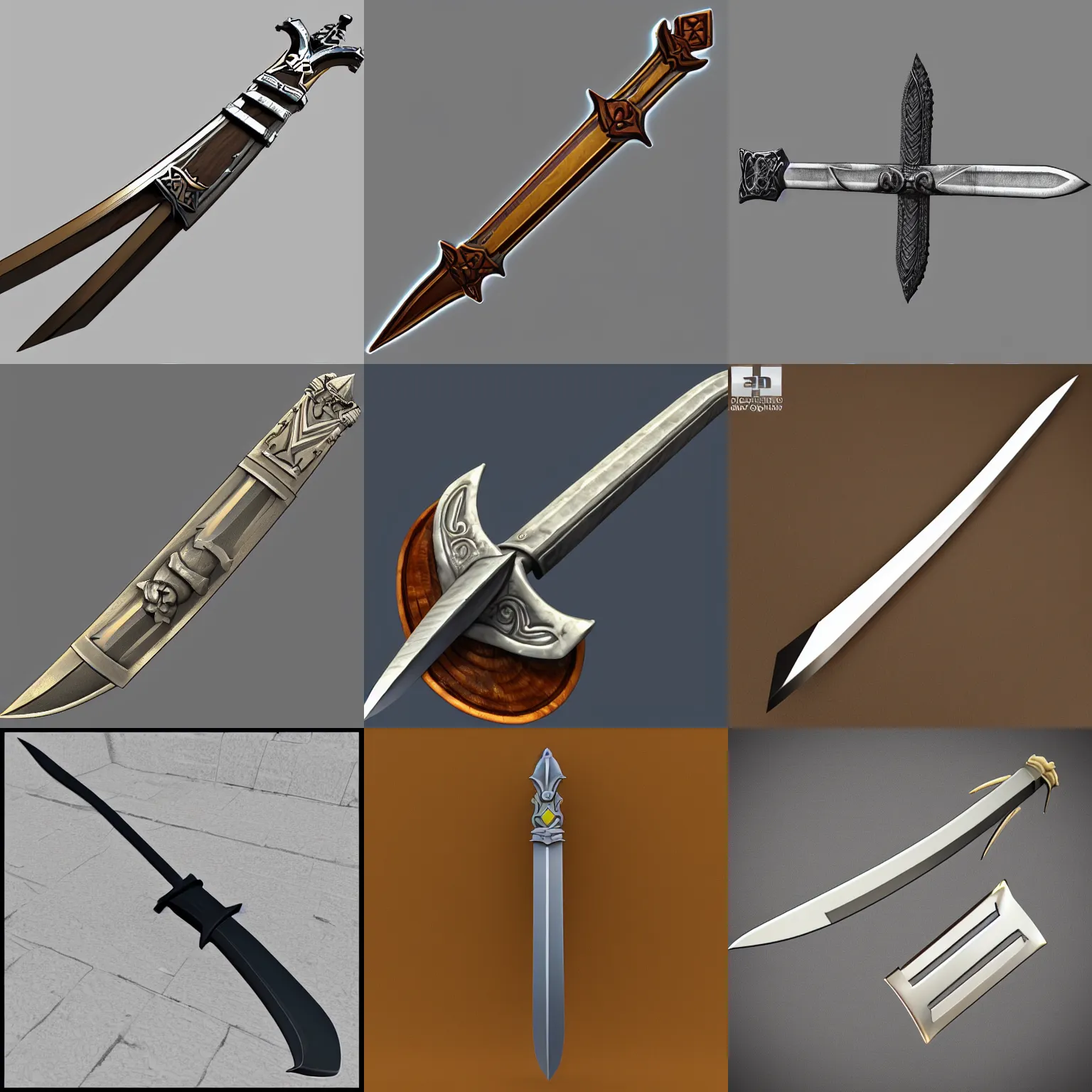Prompt: 3d model of an epic sword, stylized