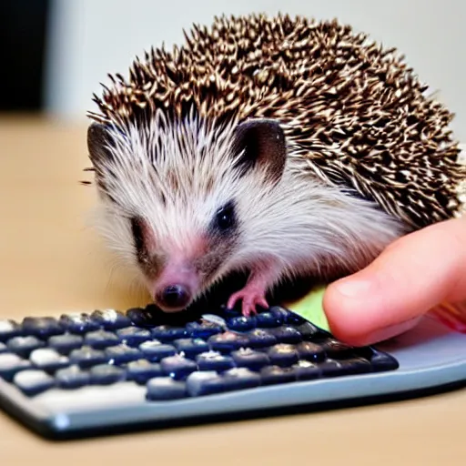 Image similar to a hedgehog using a calculator