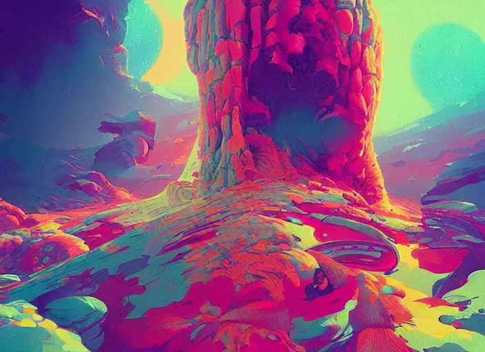 Prompt: “ a psychedelic portrait of heaven, vibrant color scheme, highly detailed, in the style of romanticism, cinematic, artstation, moebius, greg rutkowski ”