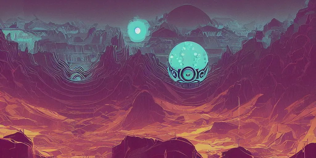 Image similar to a lovecraftian cinematic isograph print of a aetherpunk planet by alena aenami in the style of art - deco art, very, very aesthetic