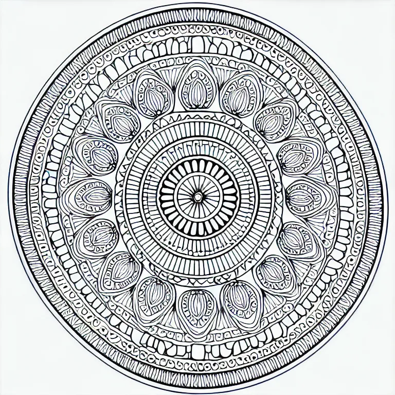 Image similar to Mandala for coloring book, intricate detail, clear, clean lines, symmetrical