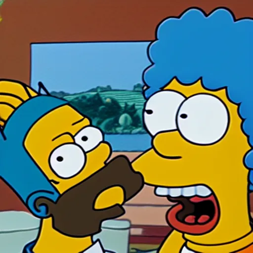 Image similar to photo of homer simpson devouring marge simpson's head, hd, 4 k, detailed