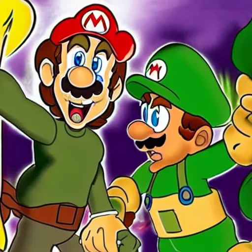 Image similar to shaggy rogers fighting mario