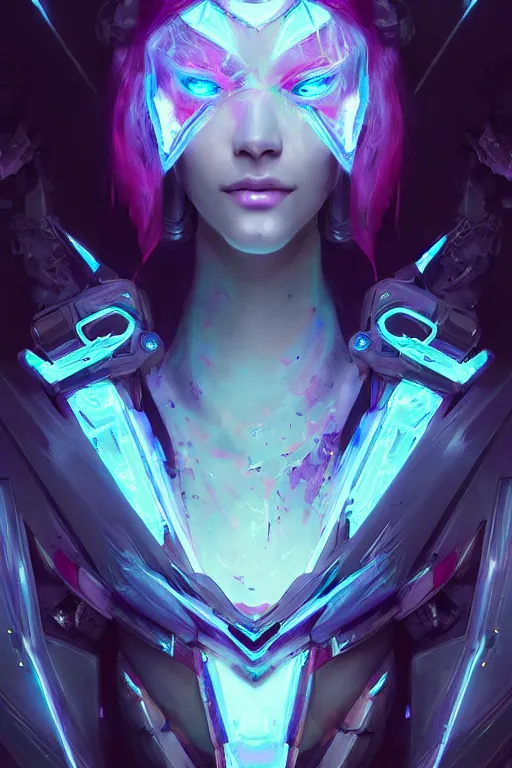 Prompt: lissandra from league of legends, cyberpunk futuristic neon. frosty, decorated with traditional japanese ornaments by ismail inceoglu dragan bibin hans thoma greg rutkowski alexandros pyromallis nekro rene maritte illustrated, perfect face, fine details, realistic shaded, fine - face, pretty face, masterpiece