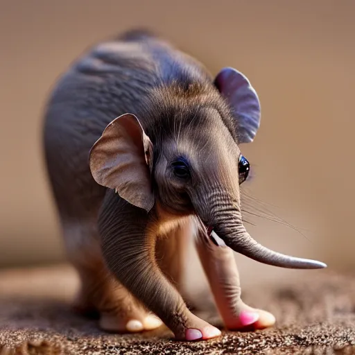 Prompt: 1 elephant - mouse - hybrid, animal photography