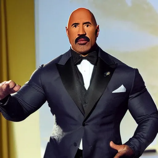 Prompt: Steve Harvey playing a Dwayne Johnson cosplay