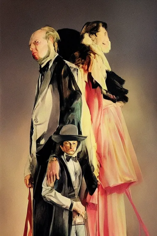 Image similar to hyperrealism close-up fashion portrait of couple photo from The Holy Mountain by Alejandro Jodorowsky in style of Francisco Goya
