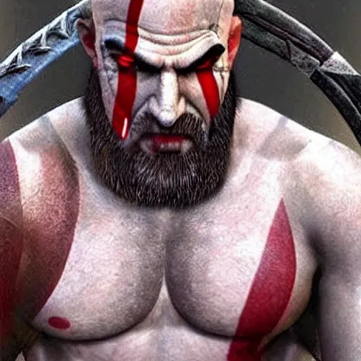 Image similar to benjamin!! netanyahu!! as ( kratos ) from god of war