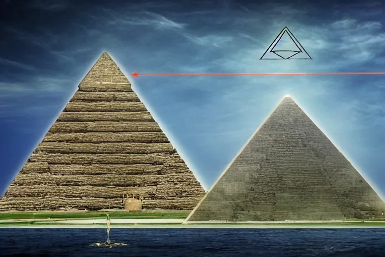 Prompt: Pyramid as a power plant, Future technology