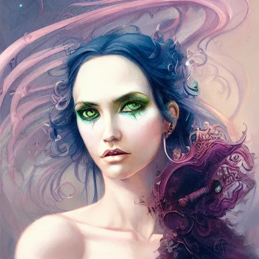 Image similar to a portrait in the style of anna dittmann and donato giancola and peter mohrbacher.