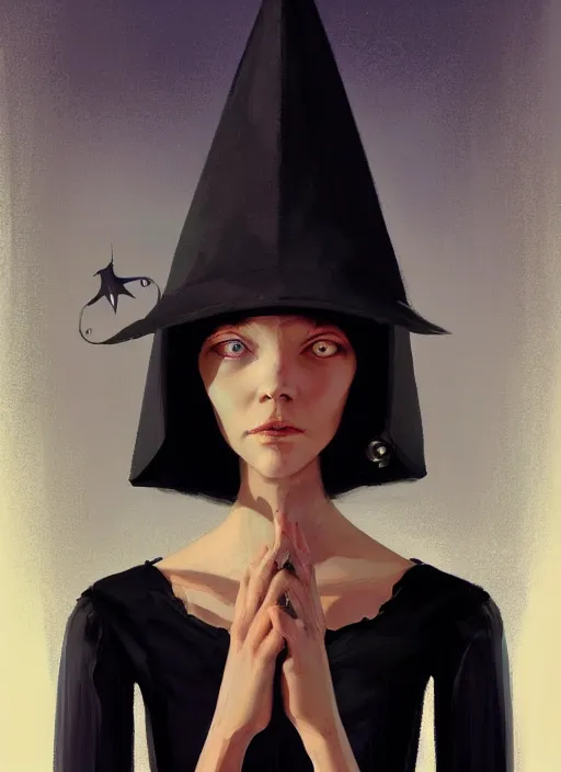 Image similar to close picture of a black dress witch researching about the azathoth, model pose, very brightening eyes, huge magic circles on the hand, magic and fantasy, extremely beautiful and aesthetic and detailed cute face, specular reflection, occlusion shadow, intricate, masterpiece, by ilya kuvshinov and jeremy lipking and quentin mabille