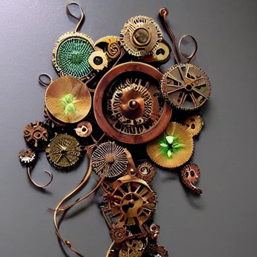 Prompt: Steampunk flowers