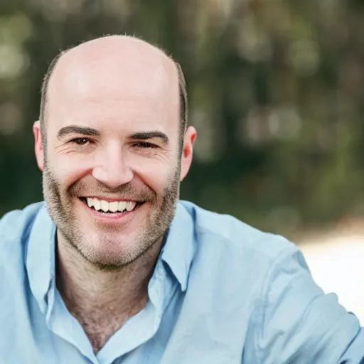 Prompt: a balding middle aged man smiling