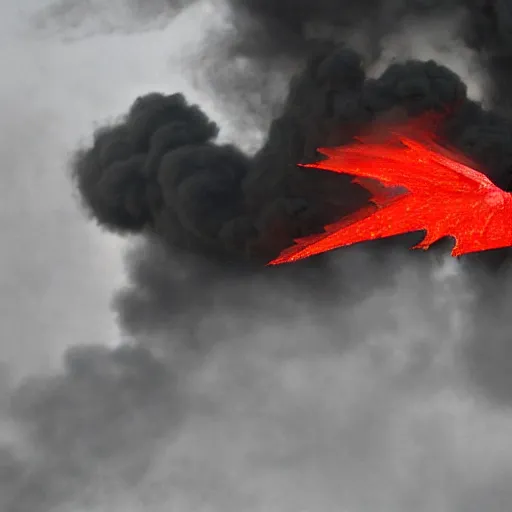 Prompt: red dragon blocking black smoke by rj palmer