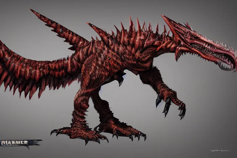 Image similar to Concept art of a warhammer Chaos Raptor. 8k