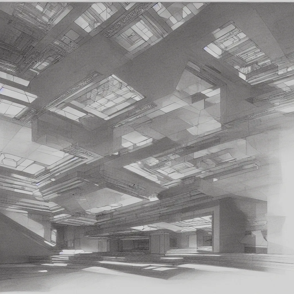 Prompt: gigachad, global illumination, radiant light, detailed and intricate environment, sketch drawing by frank lloyd wright