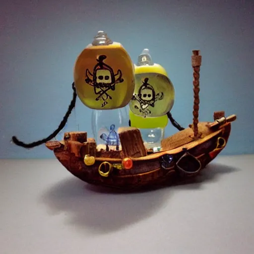 Image similar to pirateship in a bottle