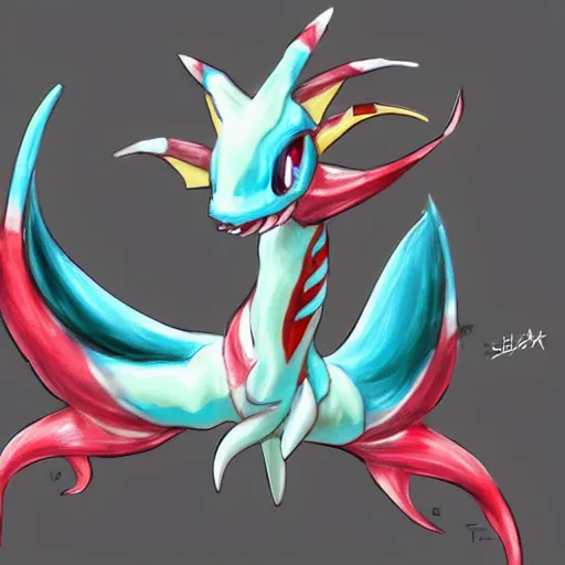 Image similar to fusion of vaporeon and milotic, kawaii 3d concept art